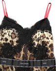 Dolce & Gabbana Multicolor Floral Leopard Silk Lace Trim Mini Dress