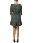 Dolce & Gabbana Multicolor Tweed Belted Babydoll Mini Dress