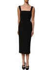 Dolce & Gabbana Black Viscose Stretch Sheath Midi Dress