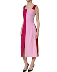 Dolce & Gabbana Two Tone Pink Wool Sleeveless Midi Dress