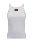Fendi White Cotton Sleeveles T-Shirt