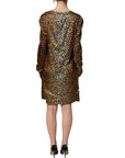 Dolce & Gabbana Brown Ocelot Print Long Sleeve Mini Dress