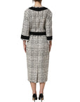 Dolce & Gabbana Multicolor Bouclé Tweed Frayed Trim Midi Dress