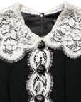 Dolce & Gabbana Black Lace Detailing Long Sleeves Midi Dress