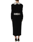 Dolce & Gabbana Black Lace Detailing Long Sleeves Midi Dress