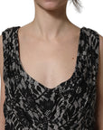 Dolce & Gabbana Black White Floral Lace Sleeveless Midi Dress