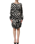 Dolce & Gabbana Black White Zebra Ruched Silk Mini Dress