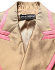 Dolce & Gabbana Gold Silk Double Breasted Coat Blazer Jacket