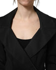 Dolce & Gabbana Black Nylon Double Breasted Coat Jacket