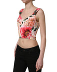 Dolce & Gabbana Multicolor Floral Cropped Bustier Tank Top