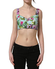 Dolce & Gabbana Multicolor Floral Cropped Bustier Tank Top