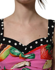Dolce & Gabbana Multicolor Silk Cropped Bustier Corset Top