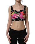 Dolce & Gabbana Multicolor Silk Cropped Bustier Corset Top