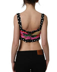 Dolce & Gabbana Multicolor Silk Cropped Bustier Corset Top