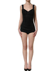 Dolce & Gabbana Black Floral Lace Corset Bodycon Bodysuit