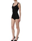 Dolce & Gabbana Black Floral Lace Corset Bodycon Bodysuit