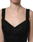 Dolce & Gabbana Black Floral Lace Corset Bodycon Bodysuit