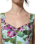 Dolce & Gabbana Multicolor Floral Cropped Bustier Tank Top