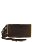 Elisabetta Franchi Brown Leather Clutch Bag