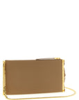 Elisabetta Franchi Beige Leather Clutch Bag