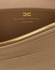 Elisabetta Franchi Beige Leather Clutch Bag