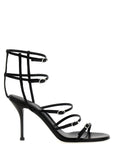 Alexander McQueen Black Lambskin Stiletto Heel Sandals