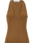Max Mara Brown Viscose Sleeveles T-Shirt