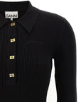Ganni Black Viscose Short Dress