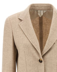 Max Mara Beige Alpaca Leather Blazer