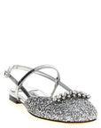 Jimmy Choo Silver Tencel Ballet Flats