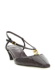Fendi Brown Lamb Leather Mid Heel Pumps