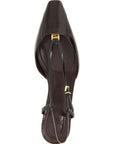 Fendi Brown Lamb Leather Mid Heel Pumps