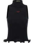 Fendi Black Polyester Sleeveles T-Shirt