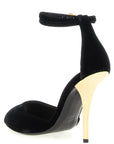 Paris Texas Black Viscose Stiletto Heel Sandals