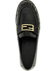 Fendi Black Lamb Leather Slip-On Loafers