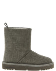 Fendi Gray Calfskin Ankle Boots