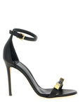 Elisabetta Franchi Black Leather Stiletto Heel Sandals
