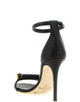 Elisabetta Franchi Black Leather Stiletto Heel Sandals
