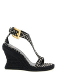 Balmain Black Polyester Wedge Sandals