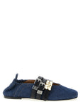 Ganni Blue Organic Cotton Ballet Flats