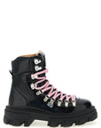 Ganni Black Polyester Lace-Up Boots