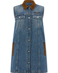 Versace Blue Cotton Short Dress