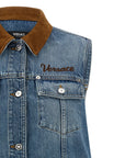 Versace Blue Cotton Short Dress
