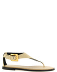 Balmain Beige Calfskin Flat Sandals