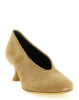 Moschino Beige Calfskin Mid Heel Pumps