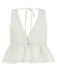 PINKO White Cotton Sleeveles T-Shirt
