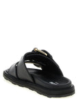 Moschino Black Calfskin Slides