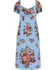 Dolce & Gabbana Blue Silk Midi Dress