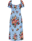 Dolce & Gabbana Blue Silk Midi Dress