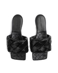Bottega Veneta Black Lamb Leather Flat Sandals